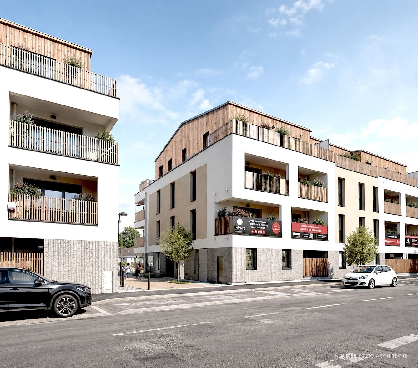 Bobourg - vue urbaine d'angle, soubassement minéral