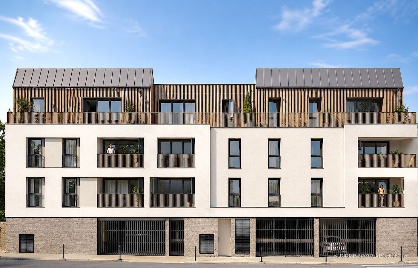 Bobourg - façade frontale, toitures zinc à deux pans