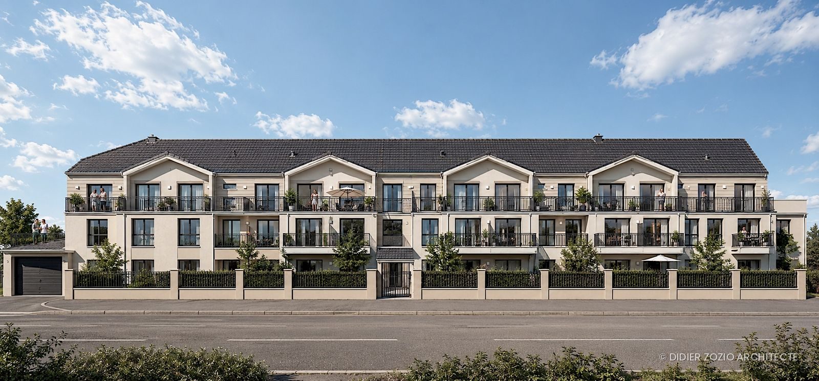 Bonnières - façade rythmée par quatre pignons