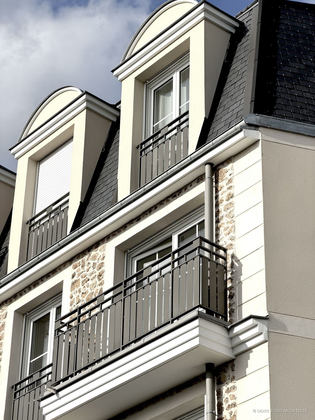 Cours Mansart - détail meulière et balcons