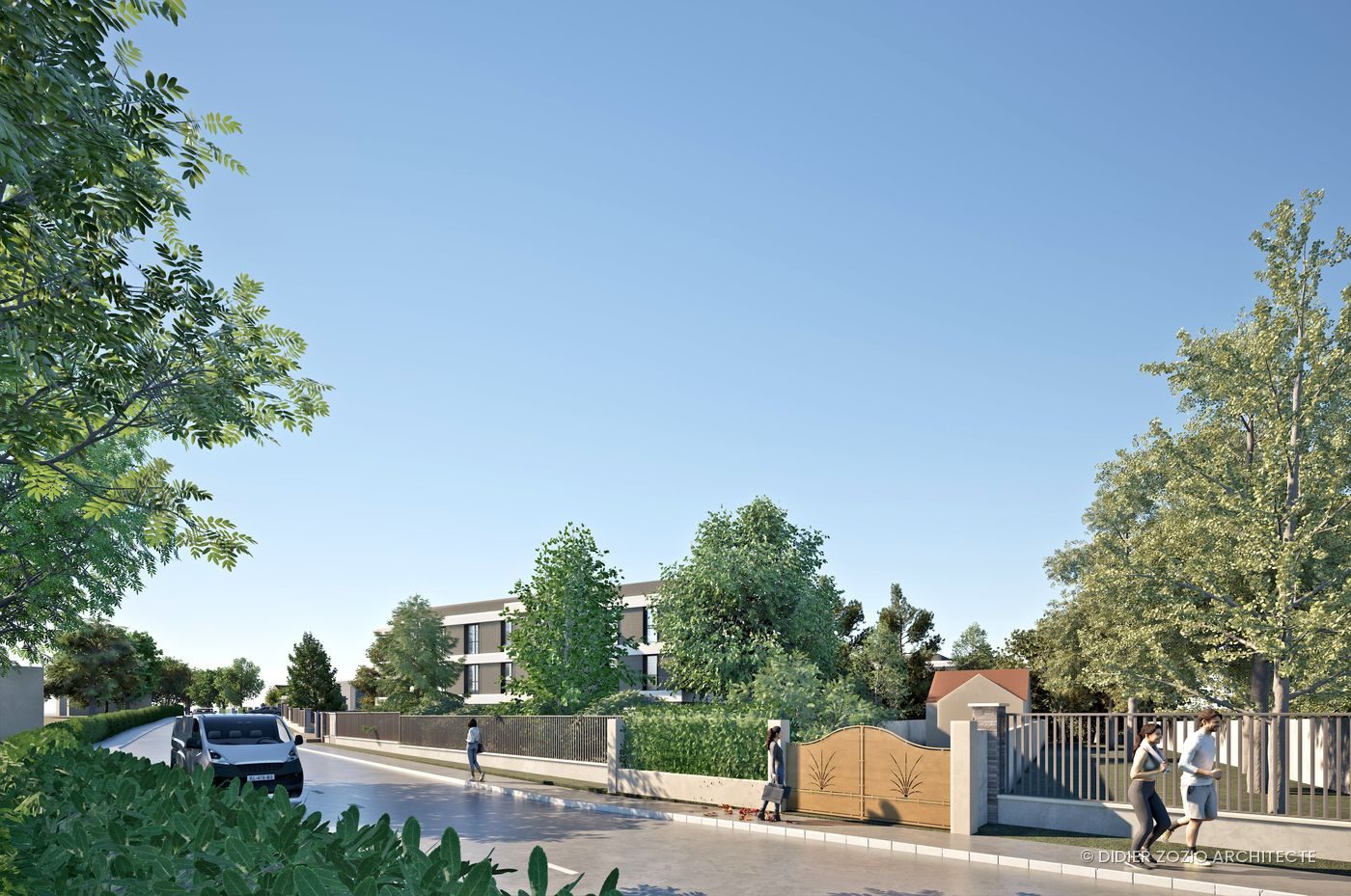 Le Grimpé - vue rue depuis le pavillonnaire