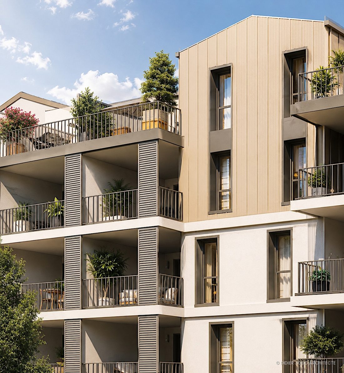 Pasteur - façade frontale, double pignon en couronnement